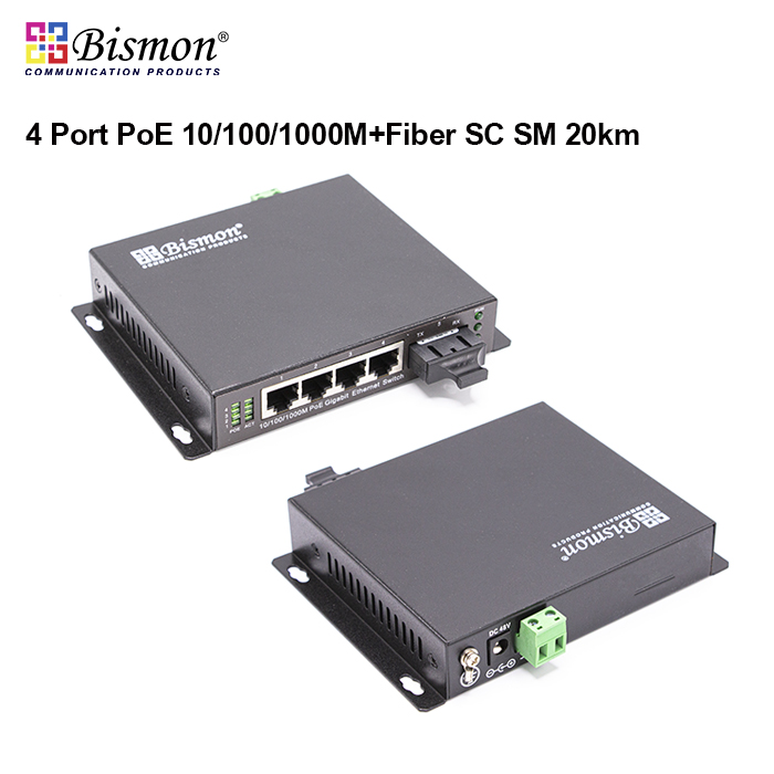 4Port-10-100-1000M-PoE-Fiber-Single-mode-20km-SC-dual-Switch